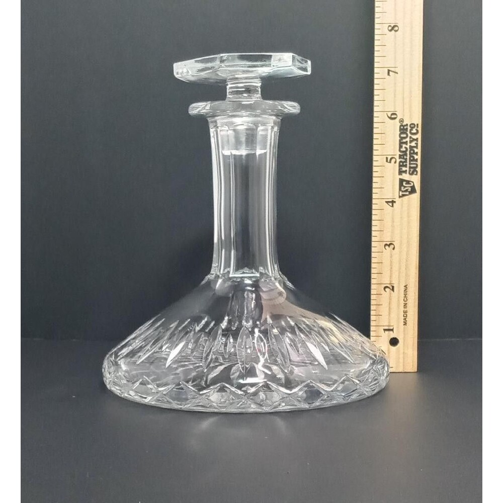 Vintage  lead crystal decanter with stopper 7" W/Stopper heavy Read